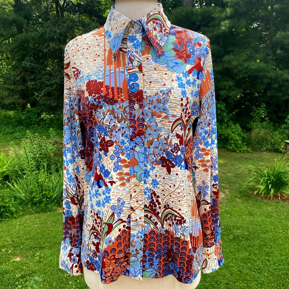 Retro Button Down, Large Collar, Vintage Look By Ship n' Shore - 18